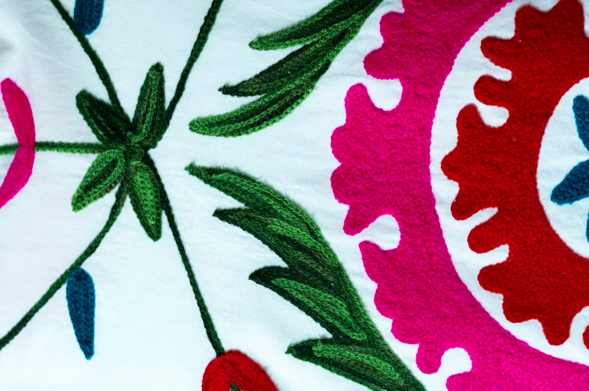 Rebecca Thompson - OUR FABRICS The difference is the personal touch. Rebecca works with her own team of artisans in house to create fabrics that are either hand beaded, embroidered, or block printed. Every piece unique and individual.